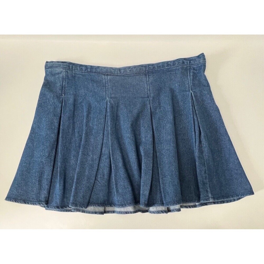 SO High-Rise Pleated Denim Mini Skirt Juniors Size 17 Preppy Schoolgirl